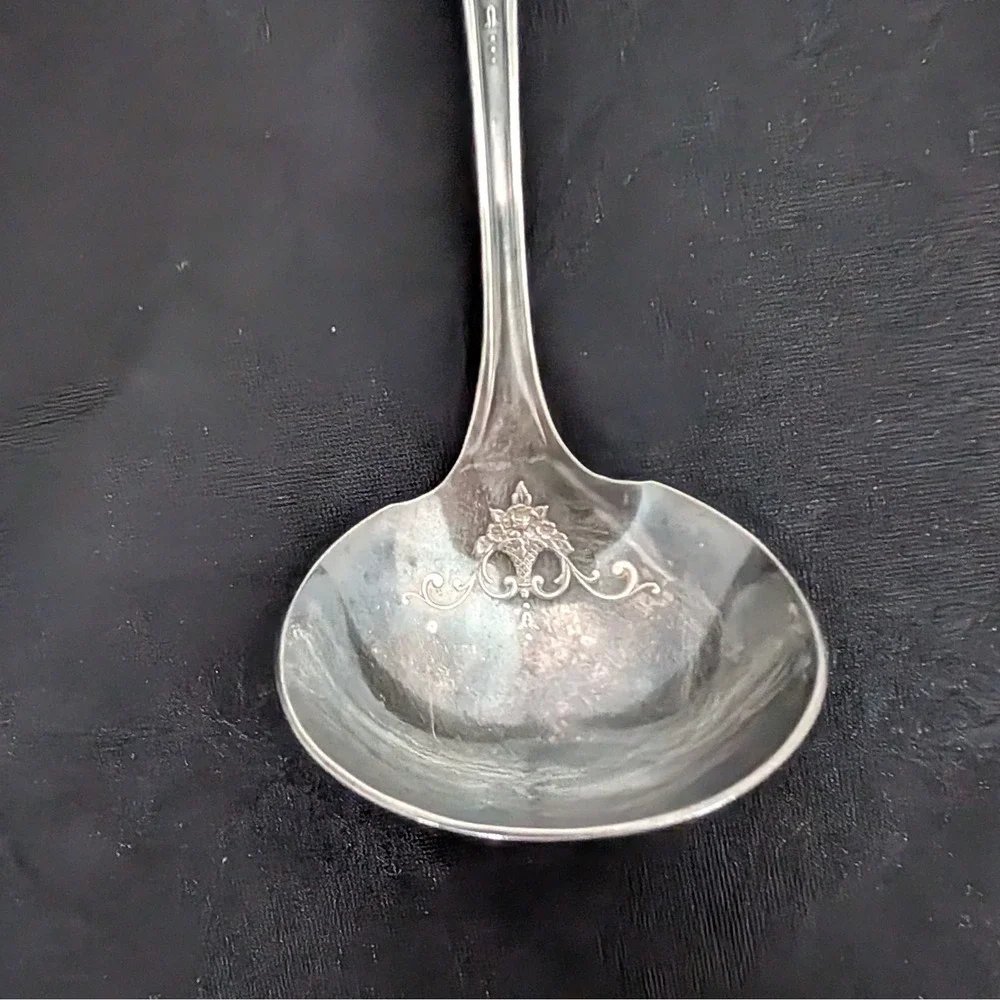 Antique William A. Rogers‎ Silver Overlaid Gravy Ladle Sauce Spoon Etching
